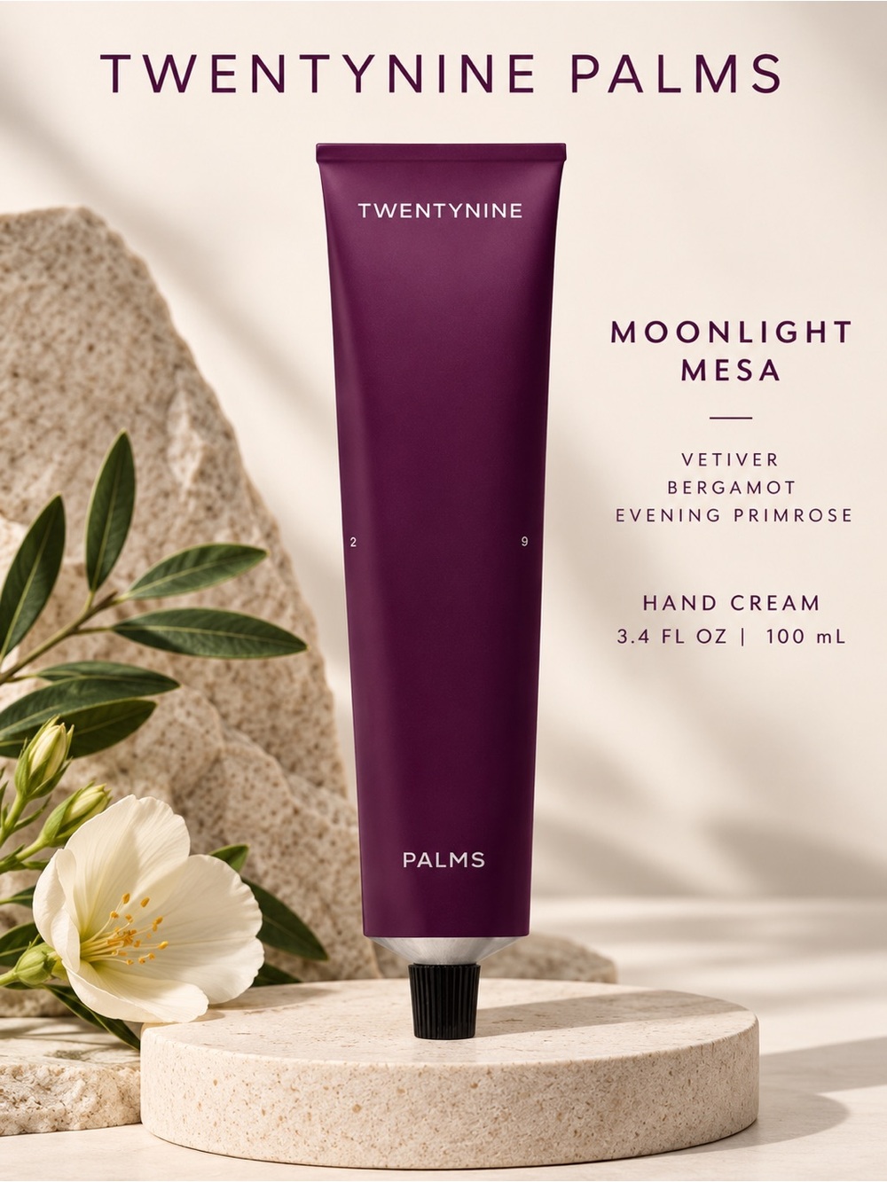 Twentynine Palms Moonlight Mesa Hand Cream Vetiver Bergamot 3.4 oz BNIB